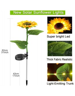 Градинска LED лампа Слънчоглед със соларен панел водоустойчива 8 светодиода